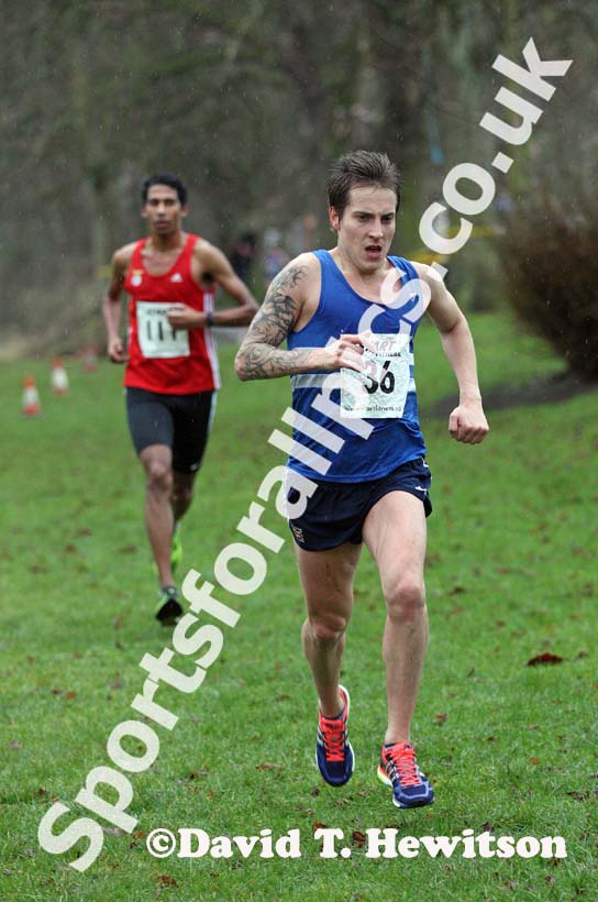 Lewis Timmins (Morpeth) wins the New Years Day Morpeth 11k Road Race. Photo: David T. Hewitson/Sports for All Pics